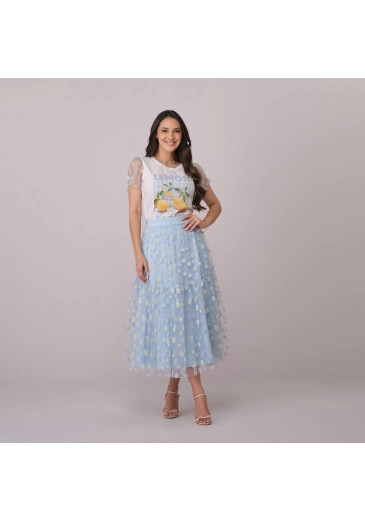 Saia Ariane Em Tule Azul Tata Martello Primavera/Verão 2026