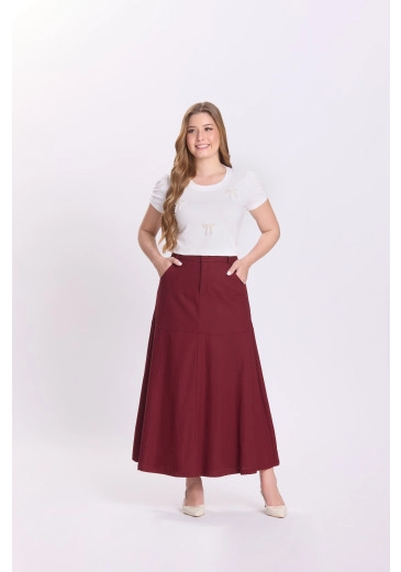Saia Maria Em Viscose Bordo Hapuk Outono/Inverno 2026
