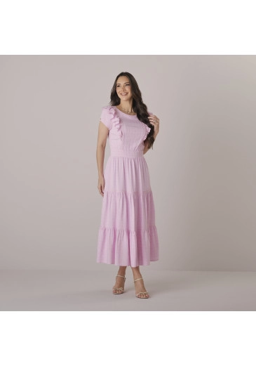 Vestido Angelica Em Visco Carmel Rosa Tata Martello Outono/Inverno 2026