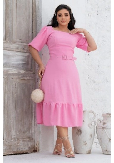Vestido Nathalia Em Crepe Rosa  Maria Amore Outono/Inverno 2025