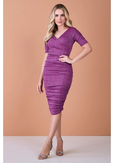 Vestido Mel Tecido Gabrieli Com Brilho Roxo Tata Martello Outono/Inverno 2023