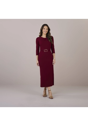 Vestido Nadia Em Stella Maris Bordo Tatá Martello Outono/Inverno 2025