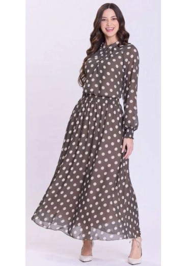 Vestido Valéria Em Plano Chiffon Com Estampa Em Poá Verde Hapuk Outono/Inverno 2026