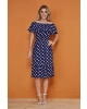 Vestido Poá com Babado Azul Tata Martello