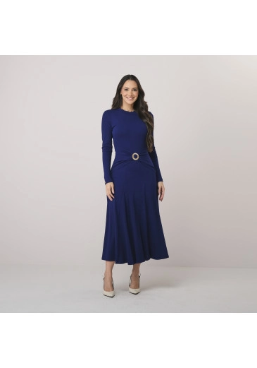 Vestido Franciele Em Malha Boulevard Azul Marinho Tata Martello Outono/Inverno 2026