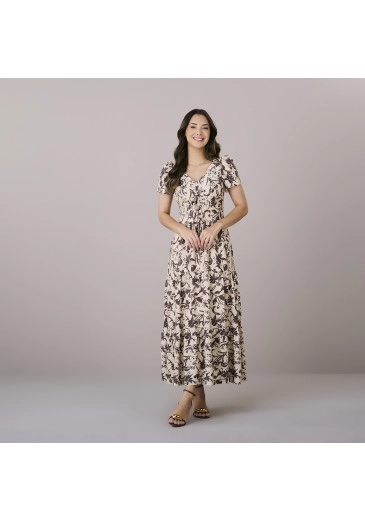 Vestido Karen Em Viscose Kalama Marrom Tatá Martello Outono/Inverno 2025