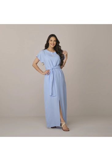 Vestido Sasha Em Viscolinho Azul Tata Martello Primavera/Verão 2026