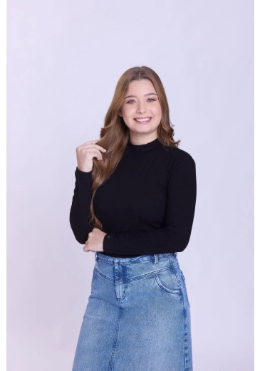 Blusa Sophia Em Malha Canelada Preto Hapuk Outono/Inverno 2026