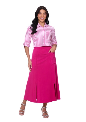 Saia Lara Fucsia Com Bolsos Funcionais Hapuk Outono/Inverno 2025