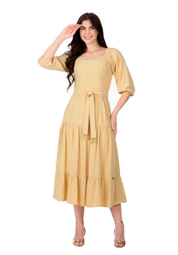 Vestido Nathany Em Tecido Plano Amarelo Hapuk Primavera/Verão 2026