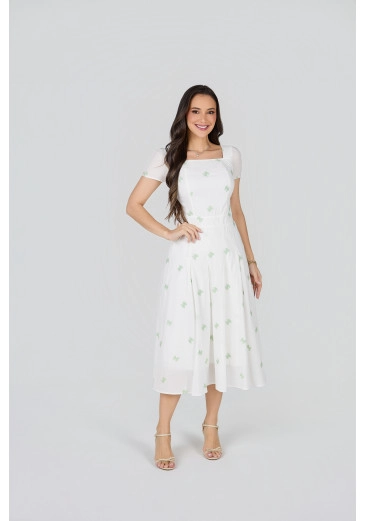 Vestido Amara Em Algodão Bordado Verde Tata Martello Primavera/Verão 2027