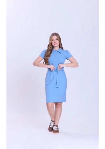 Vestido Rafaela Em Malha Estruturada Azul  Hapuk Outono/Inverno 2026