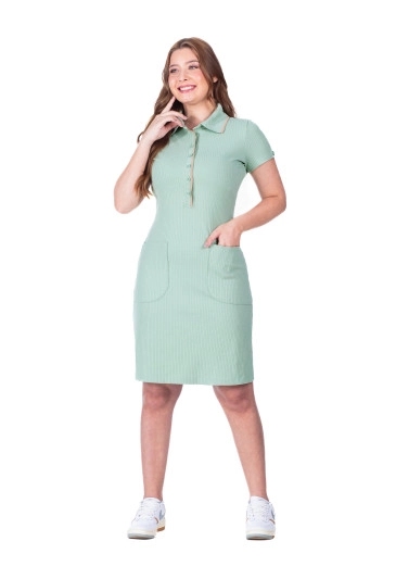 Vestido Natielle Em Malha Canelada Verde Hapuk  Primavera/Verão 2026