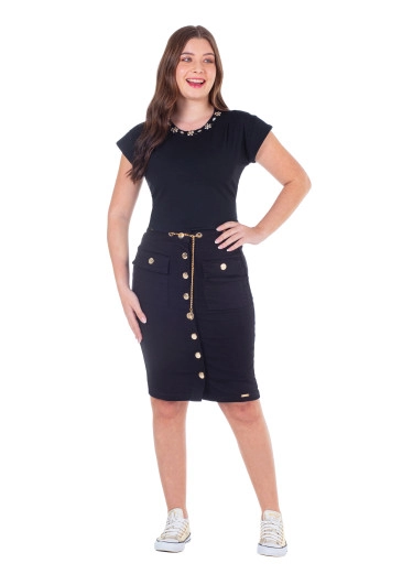 Blusa Regina Em Malha Decote Bordado Preta Hapuk Primavera/Verão 2025