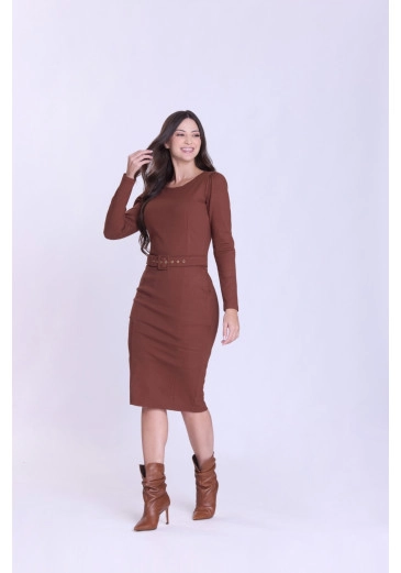 Vestido Augusta Em Ponto Roma Marrom Hapuk  Outono/Inverno 2026