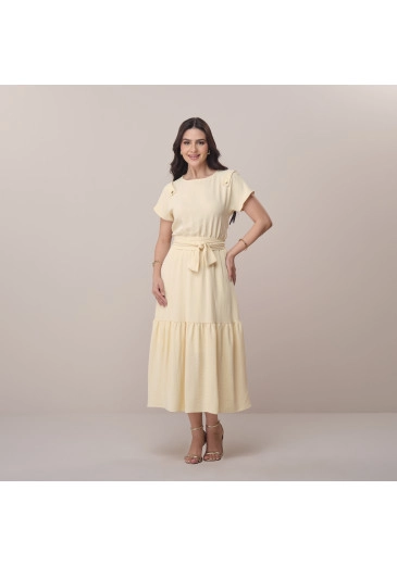Vestido Tamara Em Crepe Corsica Amarelo Tata Martello Primavera/Verão 2026