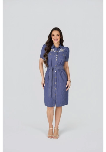 Vestido Camila Em Alfaiataria Dominique Azul Marinho Tata Martello Primavera/Verão 2027