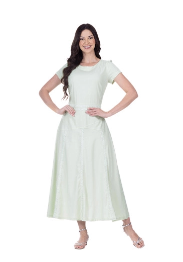 Vestido Cristina Em Tecido Plano De Linho E Viscose Verde Claro Hapuk Primavera/Verão 2026