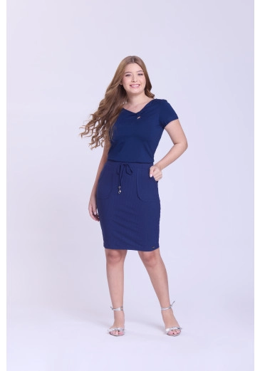 Saia Rebeca Em Malha Azul Marinho Hapuk Primavera/Verão 2026