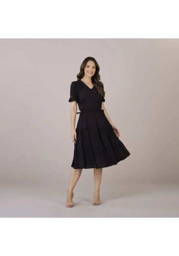 Vestido Madalena Em Viscose Preto  Tatá Martello Outono/Inverno 2025