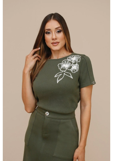 Camisa Anne Em Moletom Bordado Verde Nitido Outono/Inverno 2026