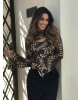 Blusa Animal Print com Recorte Marrom