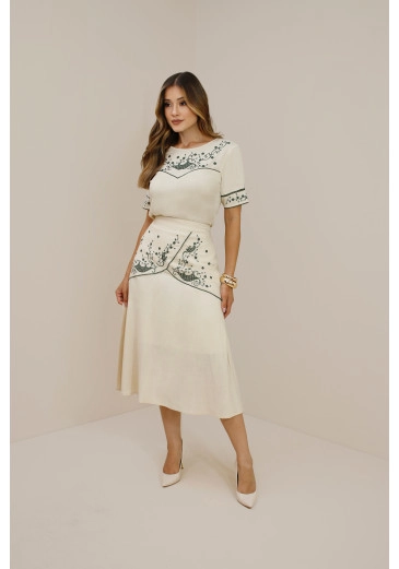 Saia Cristina Evasê Em Viscose Natural Nítido Outono/Inverno 2026
