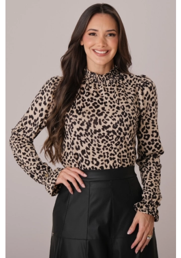 Blusa Eliane Em Lanzinha Animal Print Tata Martello Outono/Inverno 2026
