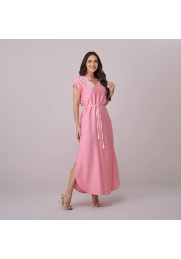 Vestido Kessia Em Rayon Linho Rosa Tata Martello Primavera/Verão 2026