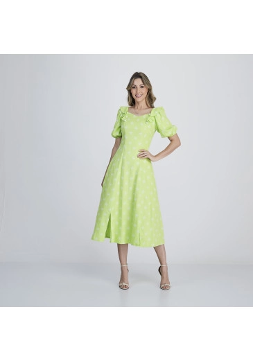 Vestido Samira Em Linho Bordado Verde Tata Martello Alto Verão 2024