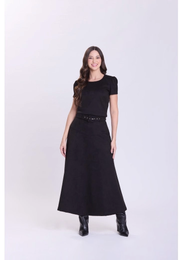 Conjunto Alzira Em Malha Suede Preto Hapuk Outono/Inverno 2026
