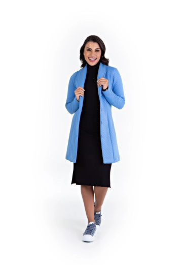 Casaco Cristina Em Matelassê Azul Hapuk Outono/Inverno 2023