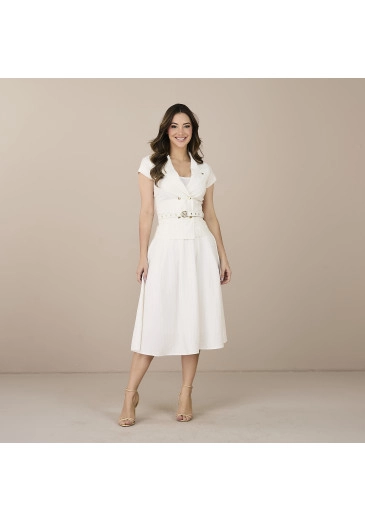 Conjunto Caroline em Twill Rayon Flat Off White Tatá Martello Primavera/Verão 2025 