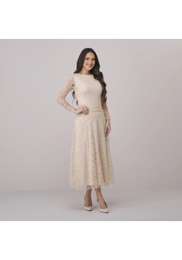 Vestido Tabata Em Tule Flocado Off White Tata Martello Outono/Inverno 2026