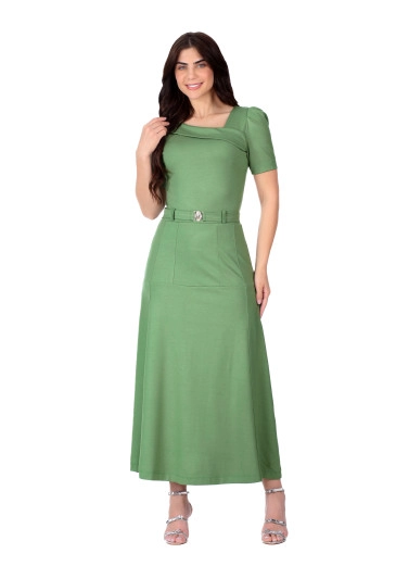 Vestido Neusa Em Malha Ponto Roma Verde Hapuk Primavera/Verão 2026