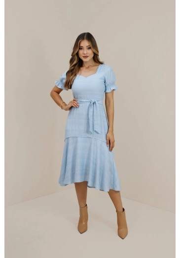 Vestido Mariana Em Viscose Com Poliamida Azul Nitido Outono/Inverno 2026