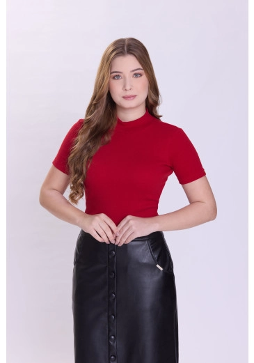 Blusa Lorena Em Malha Canelada Vermelha Hapuk Outono/Inverno 2026