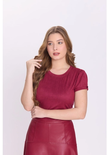 Blusa Luma Em Malha Suede Bordô Hapuk Outono/Inverno 2026