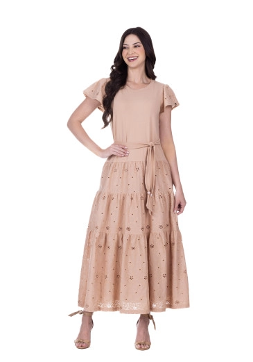 Vestido Eva Em Malha E Laise Bege Hapuk Primavera/Verão 2026