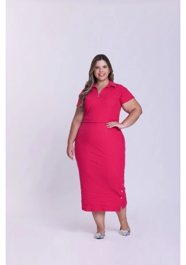 Vestido Fátima Em Malha Canelada Pink Hapuk Outono/Inverno 2026