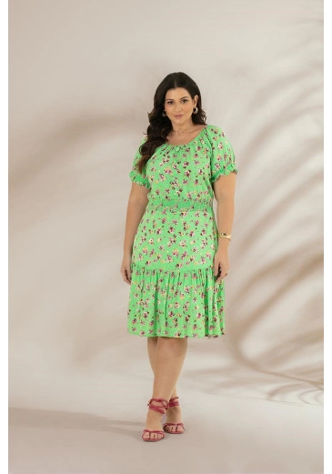 Vestido Plus Size Confeccionado Em Viscose Floral Hadaza Primavera/Verão 2024