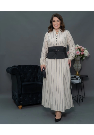 Vestido Midi Max Em Cambraia Maquinetado Kauly Outono/Inverno 2025
