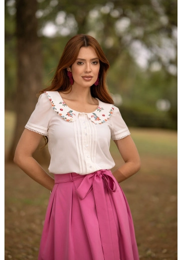 Blusa Carla Em Toque De Seda Jany Pim  Primavera/Verão 2026