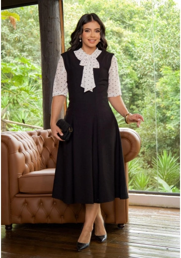 Jardineira Salete Em Marrant Preto Maria Amore Outono/Inverno 2026