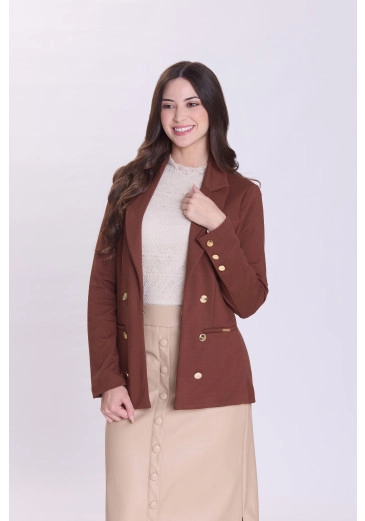 Blazer Emilia Em Malha Estruturada Marrom Hapuk Outono/Inverno 2026