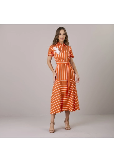 Vestido Val Com Aplicação Laranja Tatá Martello Alto Verão 2025