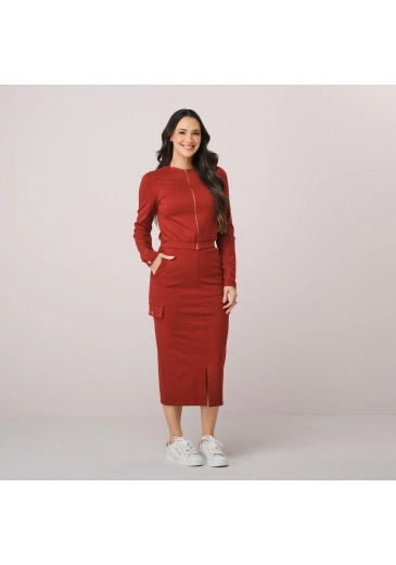 Conjunto Olivia Em Alfaiataria Vermelho Tata Martello Outono/Inverno 2026