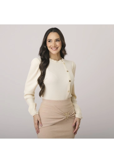 Blusa Samanta Em Malha Volare Off White Tata Martello Outono/Inverno 2026
