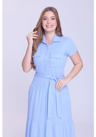 Vestido Carolina Em Malha Azul Hapuk Outono/Inverno 2026