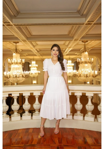 Vestido Ana Em Viscolinho Branco Com Forro Fagian Alto Verão 2023
